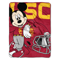 USC Trojans Cardinal Mickey Game Day Raschel Blanket
